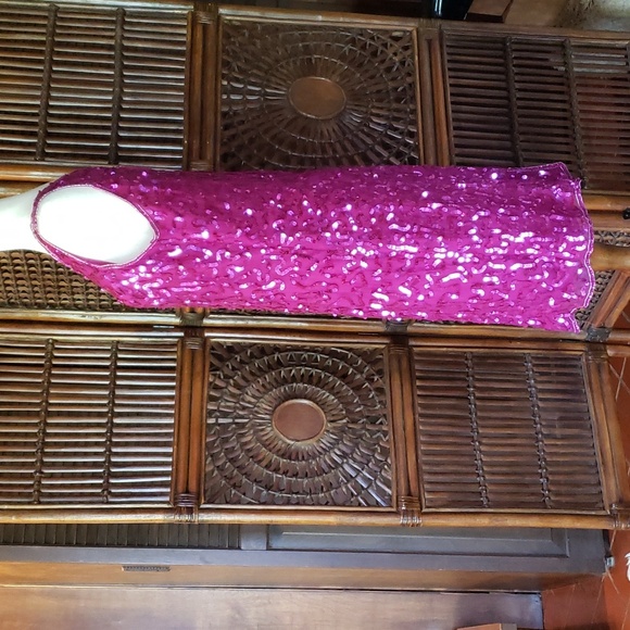 STYLEWORKS Sequined Silk Cocktail Dress - Magenta Pink - 16 - EUC - Picture 4 of 8